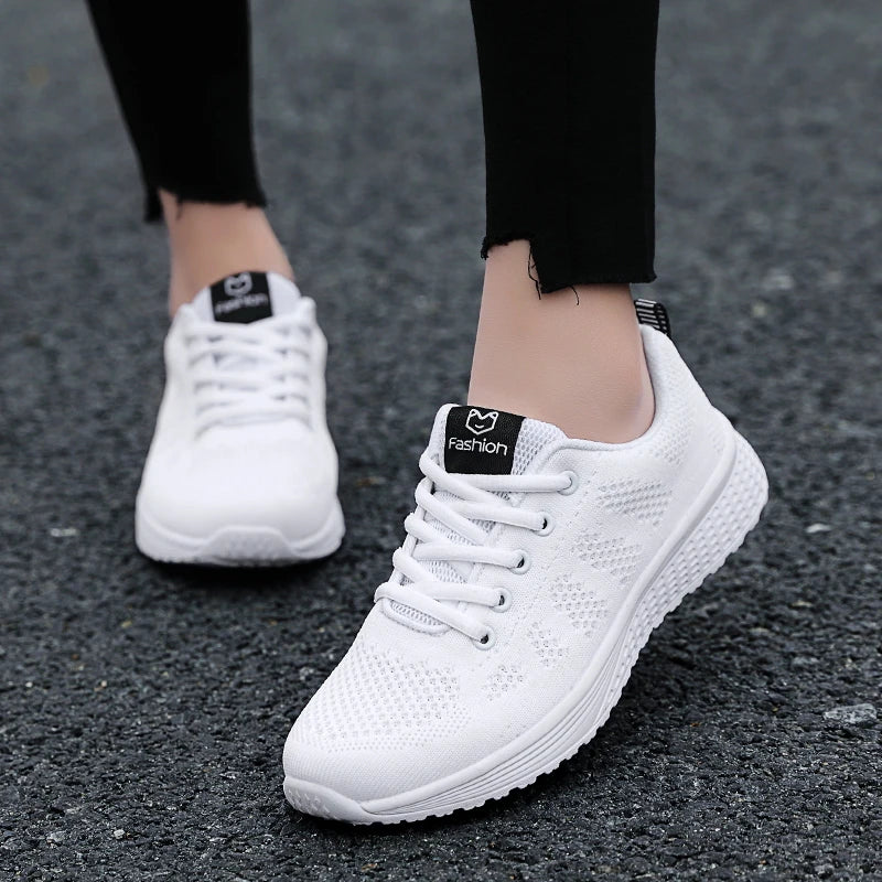 Women's Mesh Sport Sneakers – Lightweight Lace-Up Running Shoes