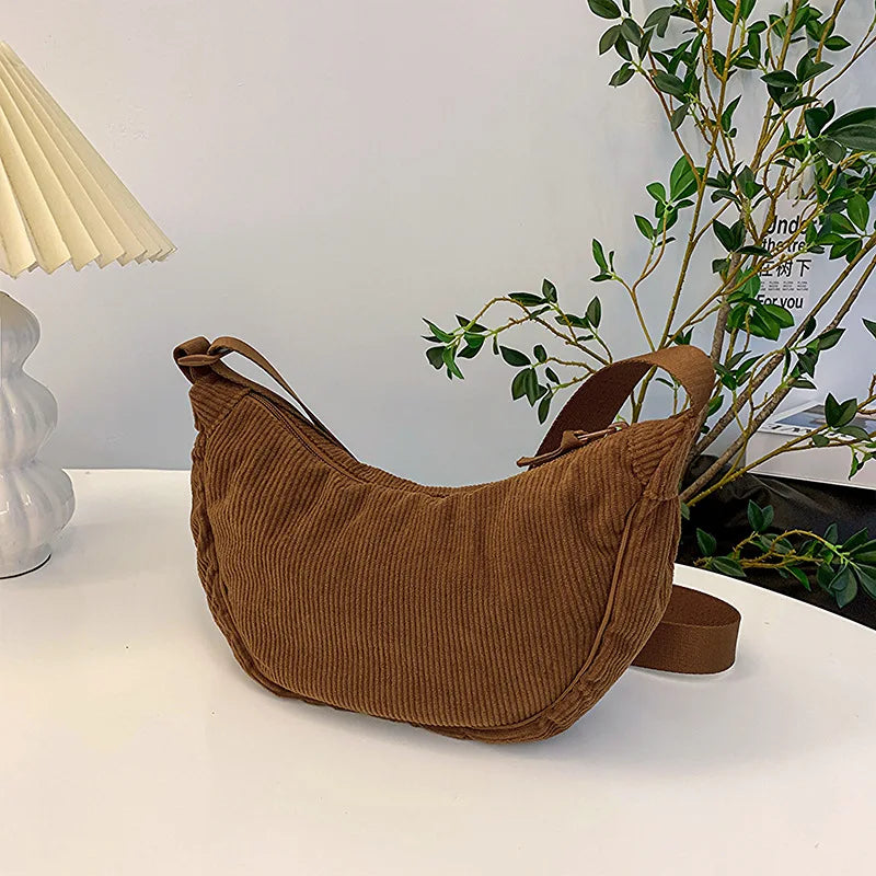 Corduroy Hobo Shoulder Bag – Retro Casual Women's Crossbody Bag