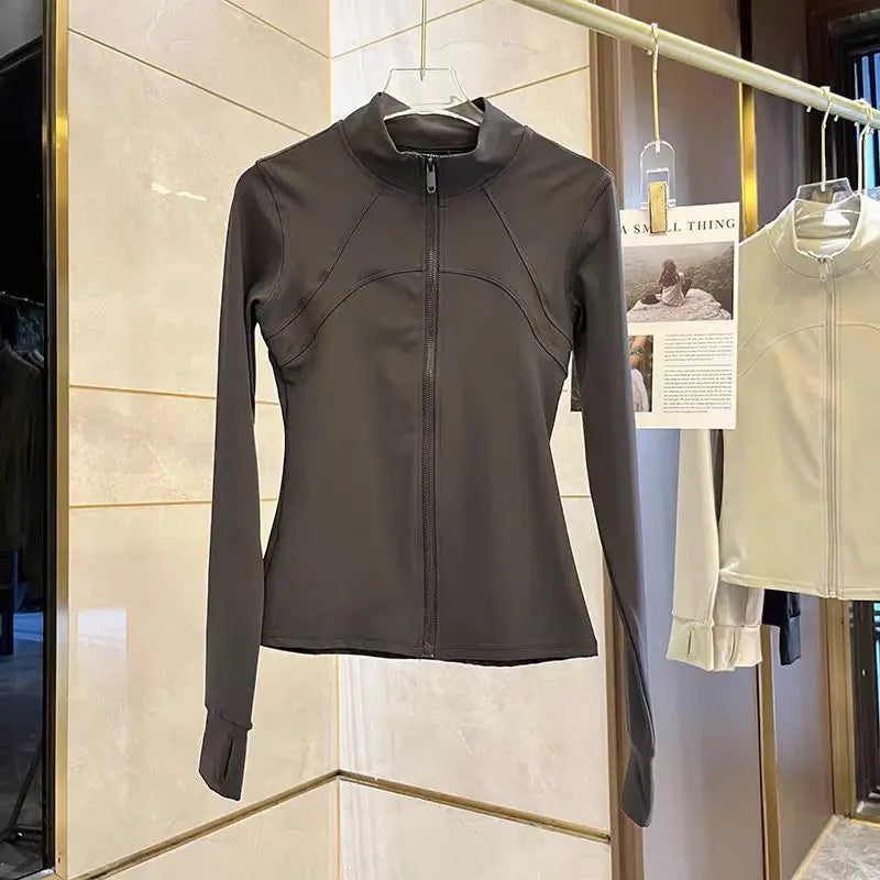 Women's Quick-Dry Sports Jacket – Long Sleeve Zip-Up Gym Coat