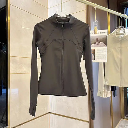 Women's Quick-Dry Sports Jacket – Long Sleeve Zip-Up Gym Coat