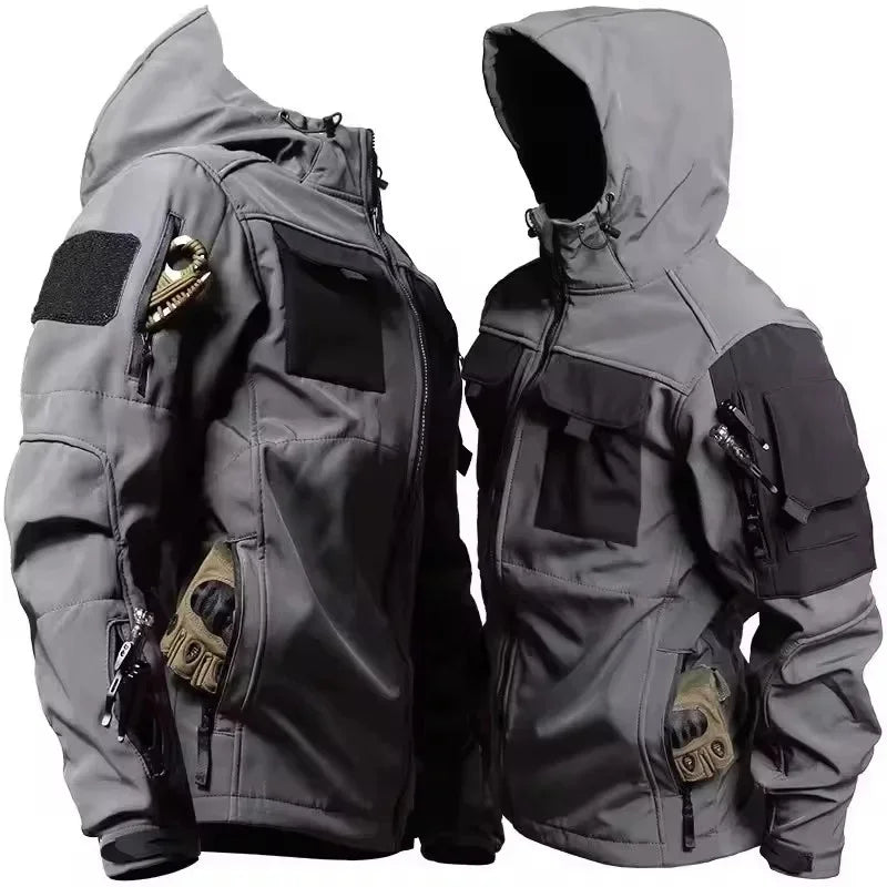 Men's Tactical Soft Shell Jacket – Waterproof Military Hooded Outdoor Coat