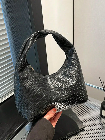 Large Capacity Woven Texture Women's Shoulder Tote Bag – Multifunctional Crossbody Handbag