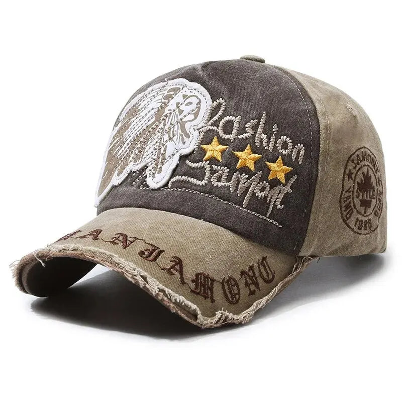 Distressed Baseball Cap with Embroidery – Adjustable Unisex Hat