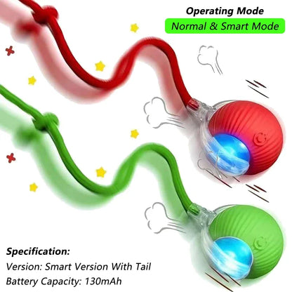 Interactive Cat Ball Toy – Automatic Rolling Ball with Plush Cover & Tail