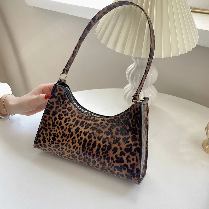 Animal Print PU Leather Shoulder Bag for Women