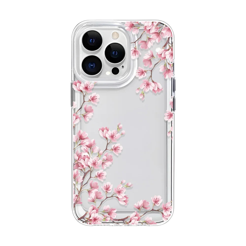 Girls Flower Clear Phone Case Iphone 16 15 14 13 12 11 Pro Max Plus Bumper Shockproof Hard Cover