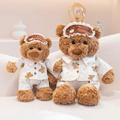 Pajama Teddy Bear Plush Doll – Cute Stuffed Animal with Sleep Mask