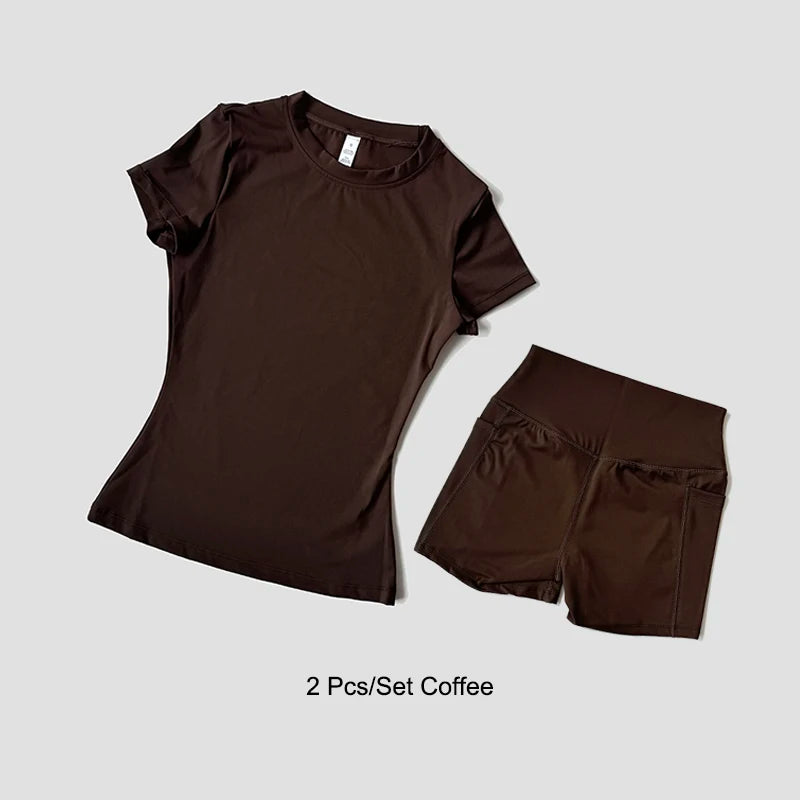 Women's Yoga Set – High-Waist Shorts & Sport Top Fitness Suit