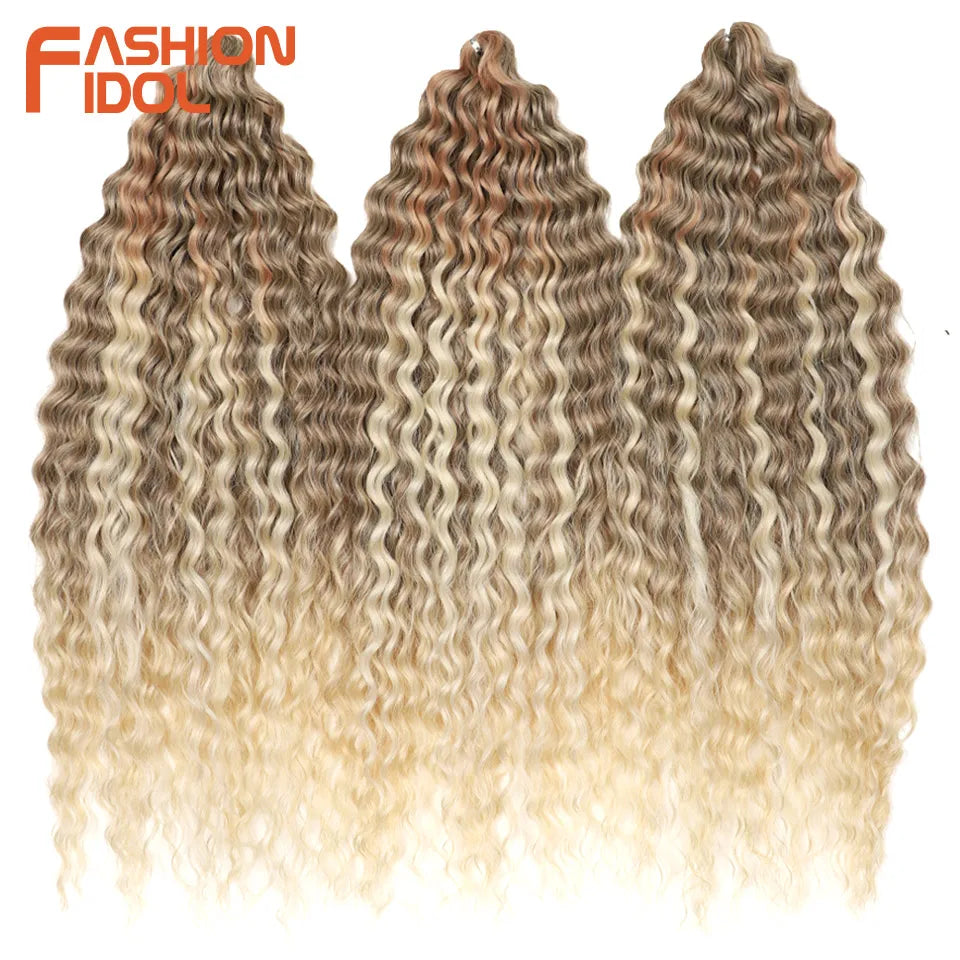 Idol 300g 22 Inch Ariel Curl Hair Water Wave Twist Crochet Synthetic Ombre Rainbow Color Braiding