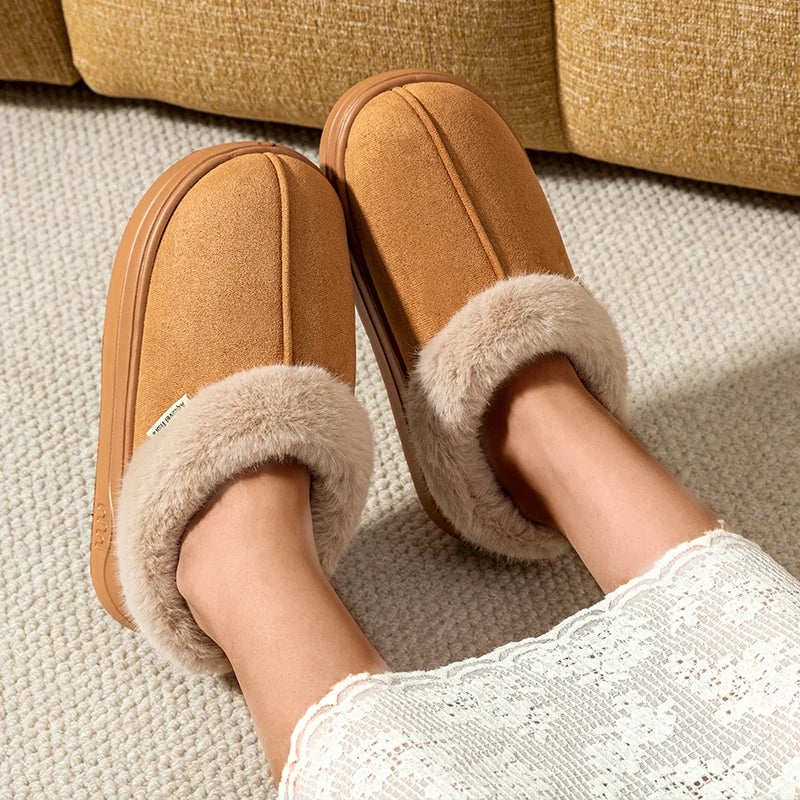 Fur-Lined Winter Slippers Anti-Slip Indoor Outdoor Shoes