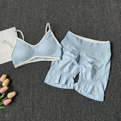 Seamless Yoga Set Women 2-Piece Sports Bra & Booty Shorts