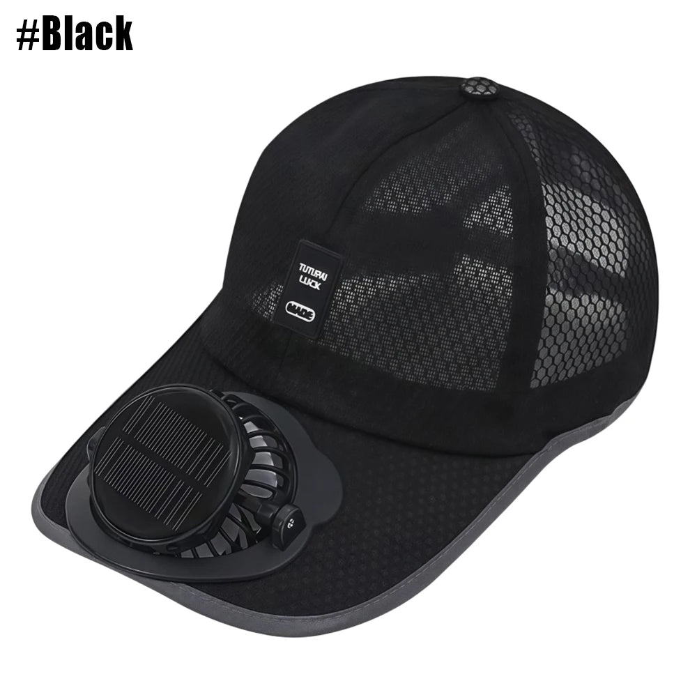 Solar Fan Baseball Cap with USB Charging – Cooling Mesh Hat