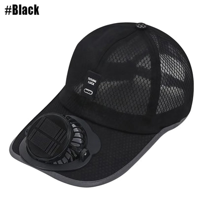 Solar Fan Baseball Cap with USB Charging – Cooling Mesh Hat