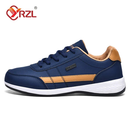 Men's Waterproof Leather Sneakers Non-Slip Lace-Up Sport Shoes