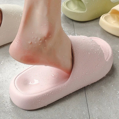 Unisex Non Slip Bathroom Home Slippers Soft Sole Eva Pillow Slides Summer Flat Beach Sandals Woman