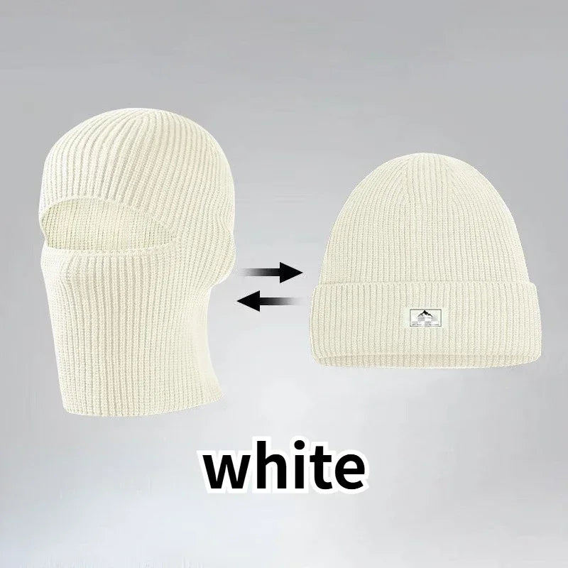 2-in-1 Knitted Balaclava Beanie Hat – Windproof Full Face Ski Mask