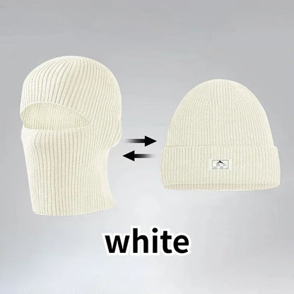 2-in-1 Knitted Balaclava Beanie Hat – Windproof Full Face Ski Mask