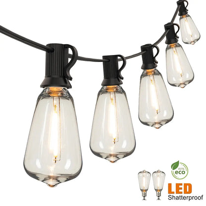 St38 String Lights Outdoor Garland Connectable Shatterproof Waterproof Plastic Led Bulb Dimmable