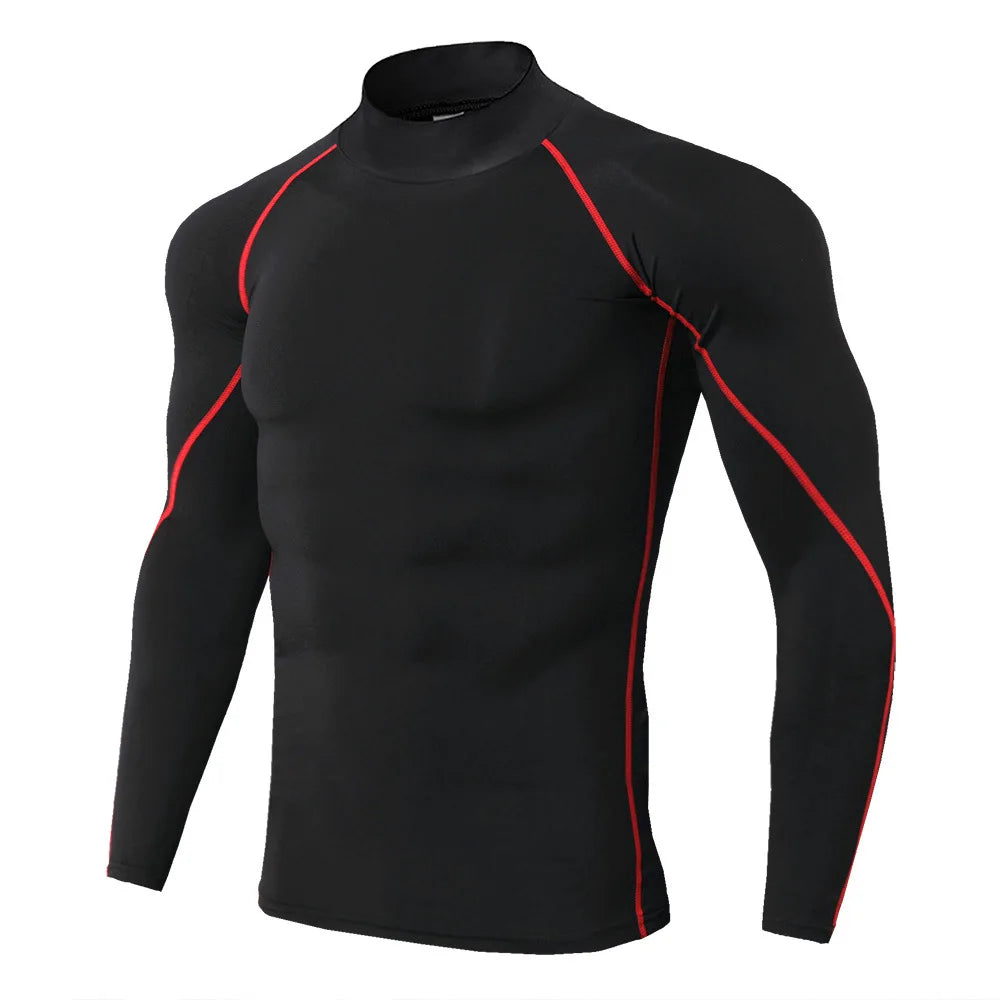 Men's Compression Shirt Long Sleeve Quick-Dry Gym Running Workout Top