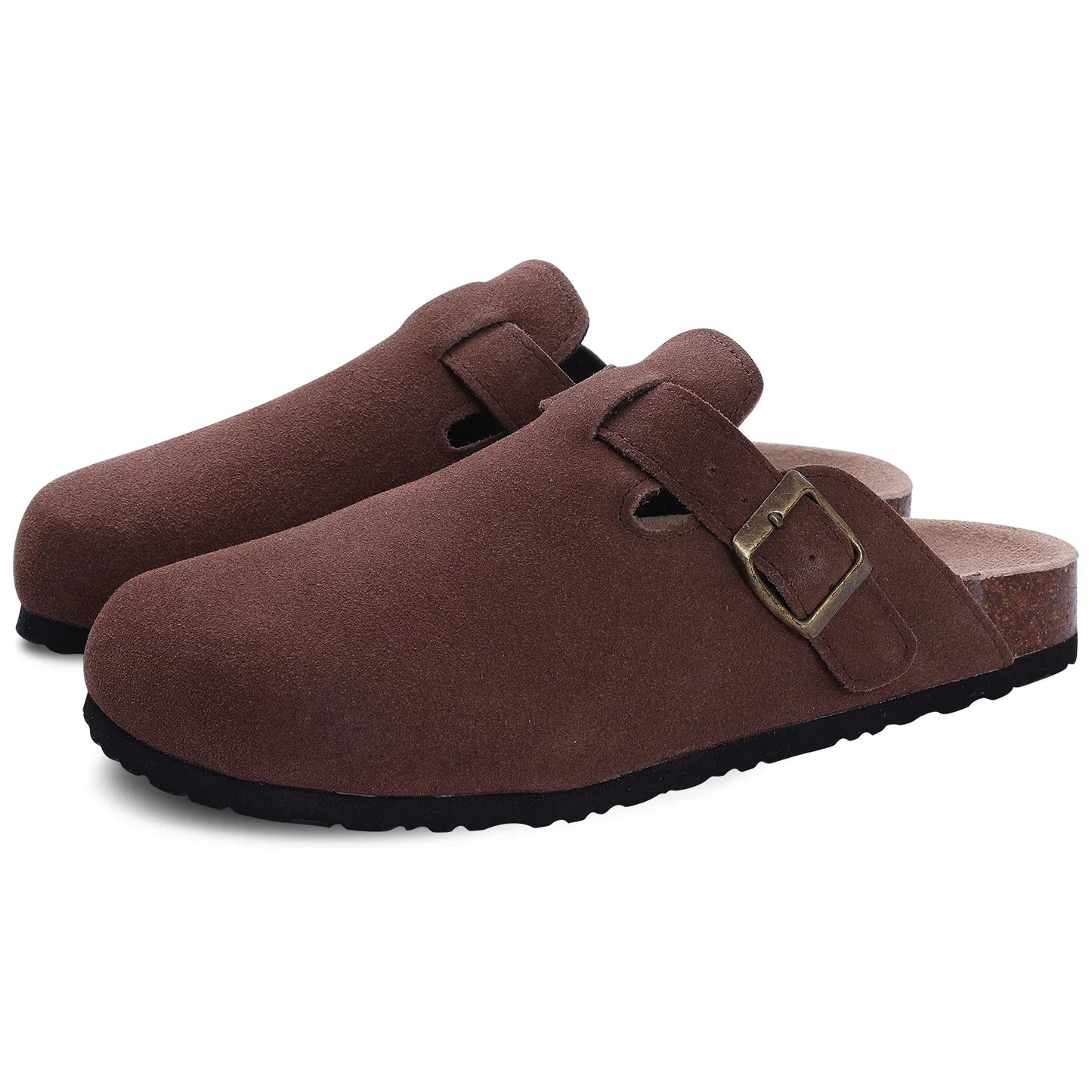 Women S Suede Mules Slippers Men Clogs Cork Insole Sandals Arch Support Outdoor Beach Slides Home
