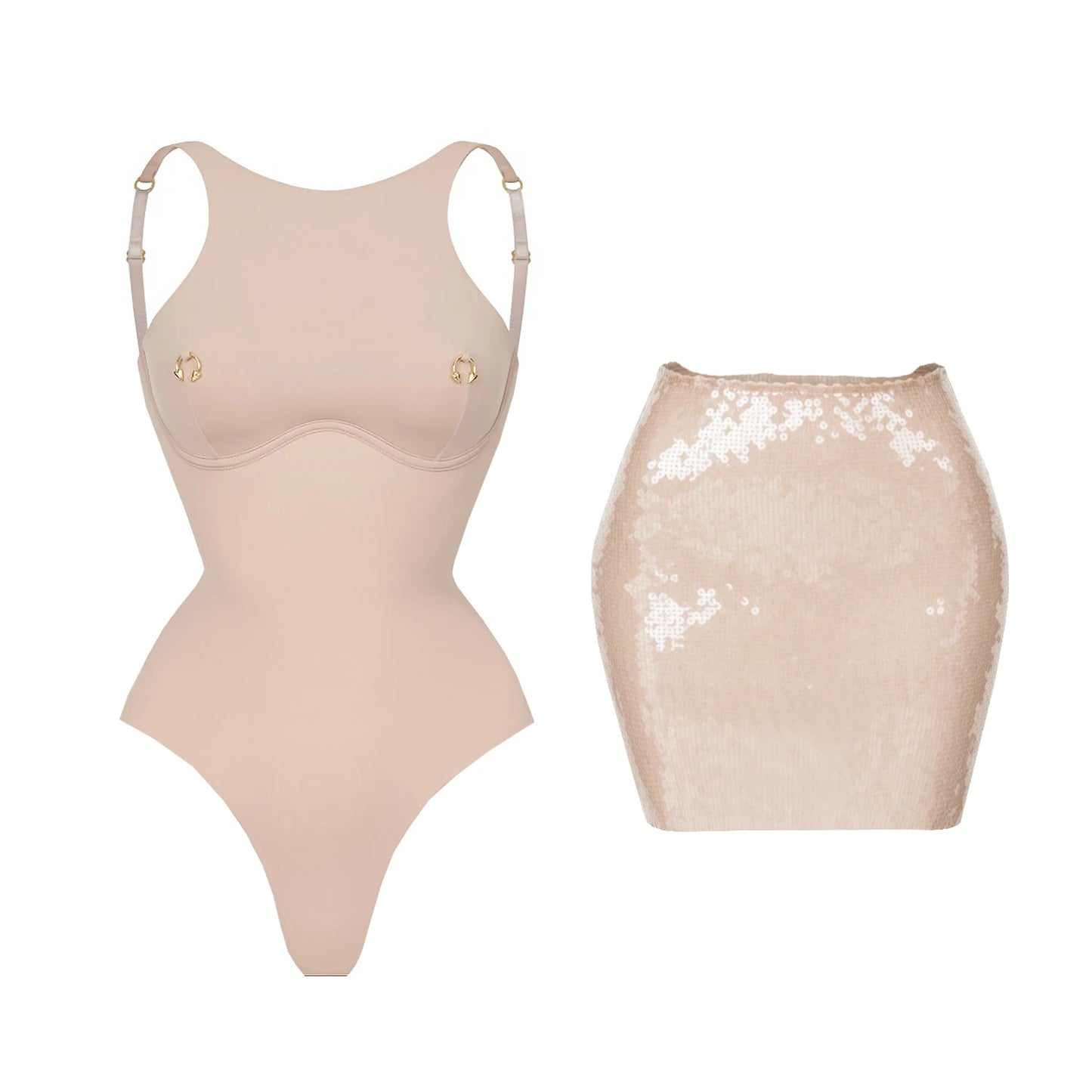 Women's 2-Piece Bodysuit & Sequin Skirt Set