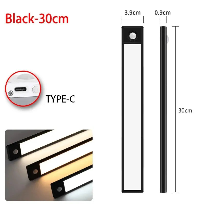Led Motion Sensor Light Night Wireless Usb Under Cabinet Kitchen Bedroom Wardrobe Indoor Lighting