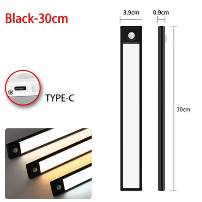 Led Motion Sensor Light Night Wireless Usb Under Cabinet Kitchen Bedroom Wardrobe Indoor Lighting