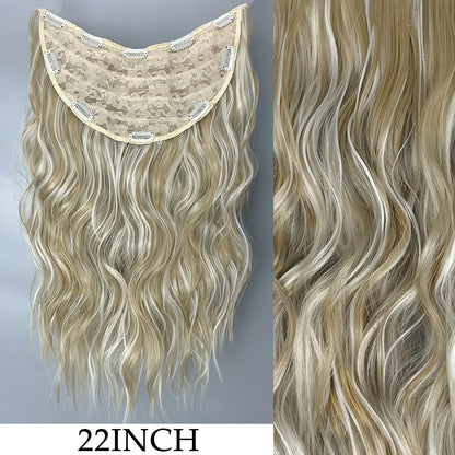 Clip-In Hair Extensions 7pcs 16 Clips Wavy Synthetic 24 Inch