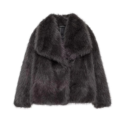 Women's Faux Fur Jacket – Fluffy Oversized Collar Warm Coat