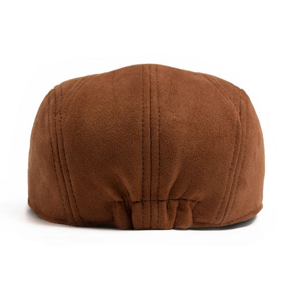 Suede Flat Cap Newsboy Beret – Unisex Vintage Hat