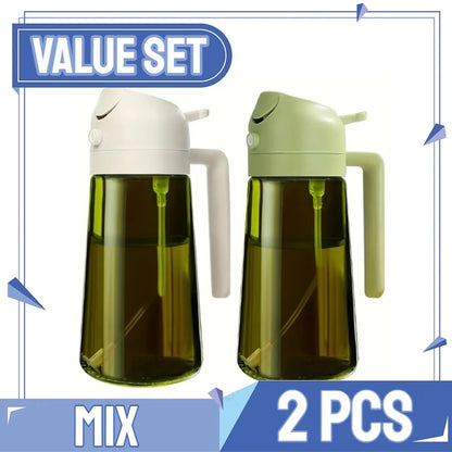 2-in-1 Oil Spray & Pour Bottle with Auto Lid – 500ml