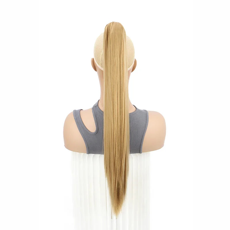 Claw Clip Ponytail Hair Extensions – 24 Inch Straight Synthetic