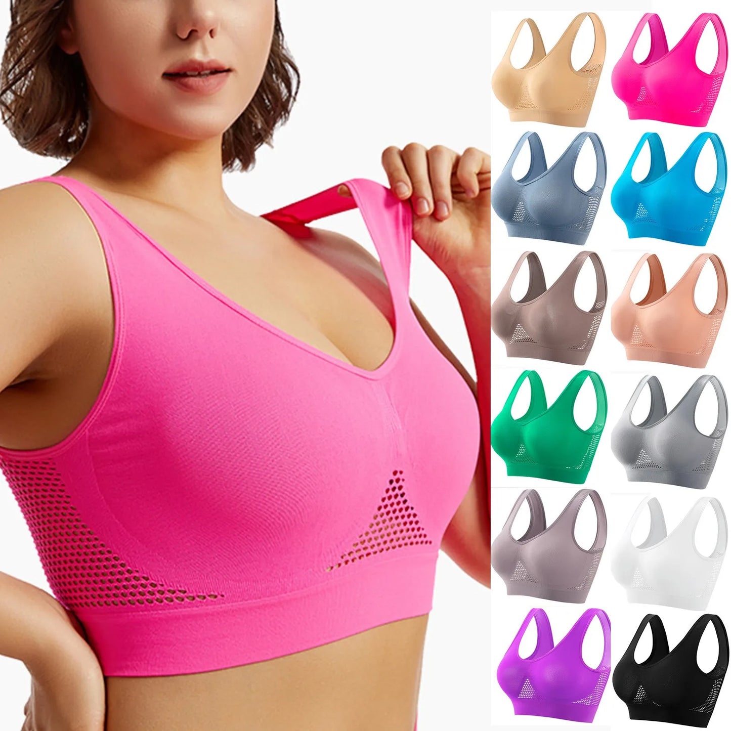 Seamless Sports Bra – High Support, Shockproof, Breathable Mesh