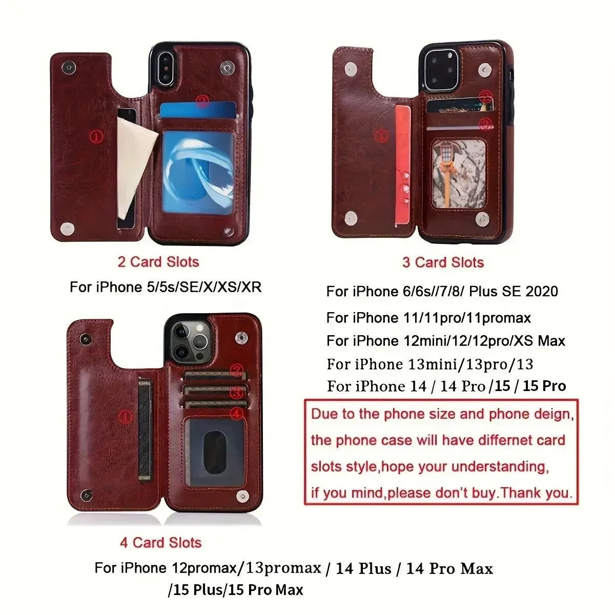 Wallet Card Holder Case Iphone 16 15 14 13 12 11 Pro Max Xs Xr Leather Cover