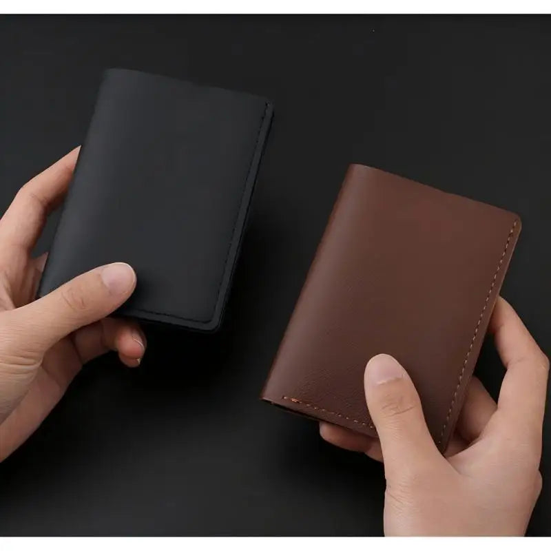 Slim PU Leather Women's Wallet – Ultra-Thin Short Purse with Card Slots & Button Closure