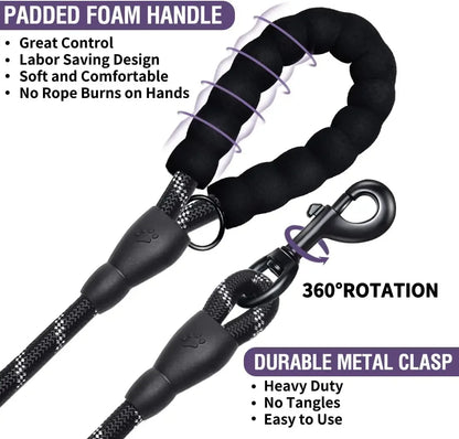 Reflective Dog Leash with Padded Handle – Heavy Duty Rope