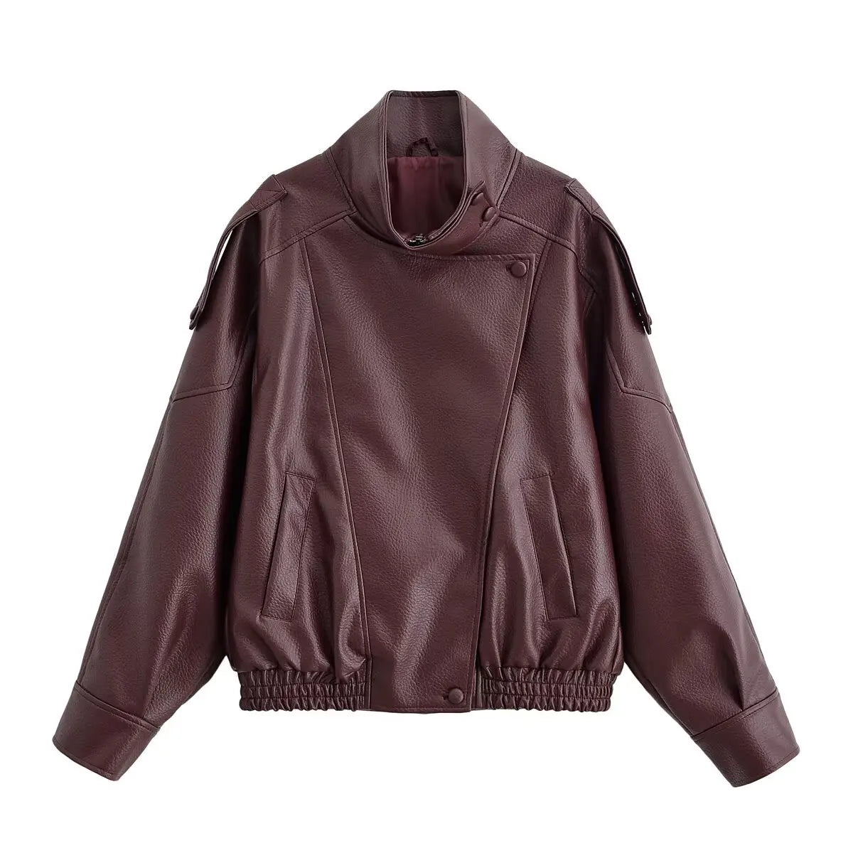 Women's Oversized Faux Leather Moto Jacket