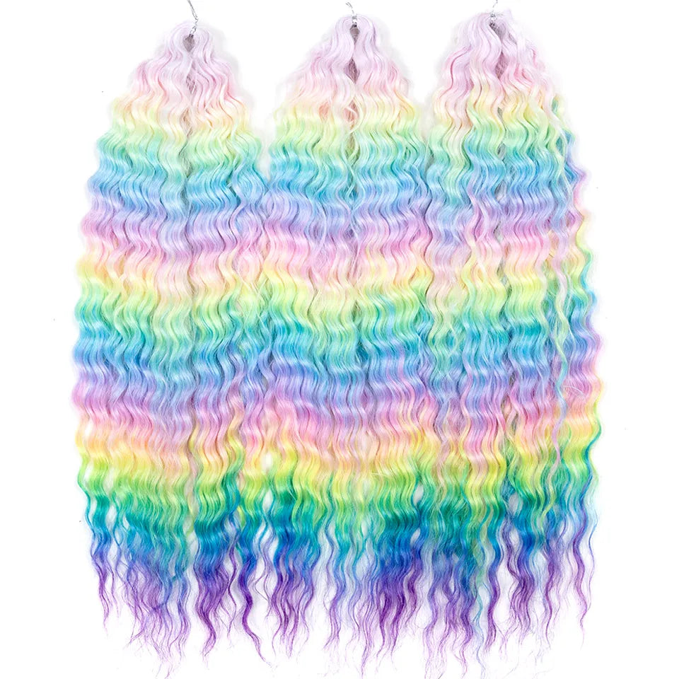 Idol 300g 22 Inch Ariel Curl Hair Water Wave Twist Crochet Synthetic Ombre Rainbow Color Braiding