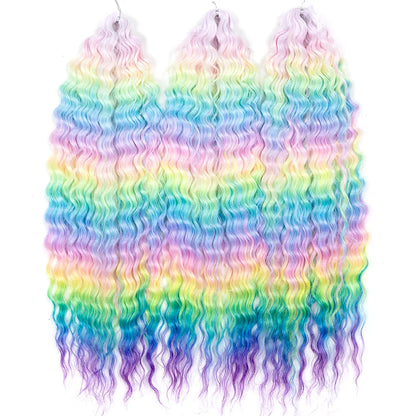 Idol 300g 22 Inch Ariel Curl Hair Water Wave Twist Crochet Synthetic Ombre Rainbow Color Braiding
