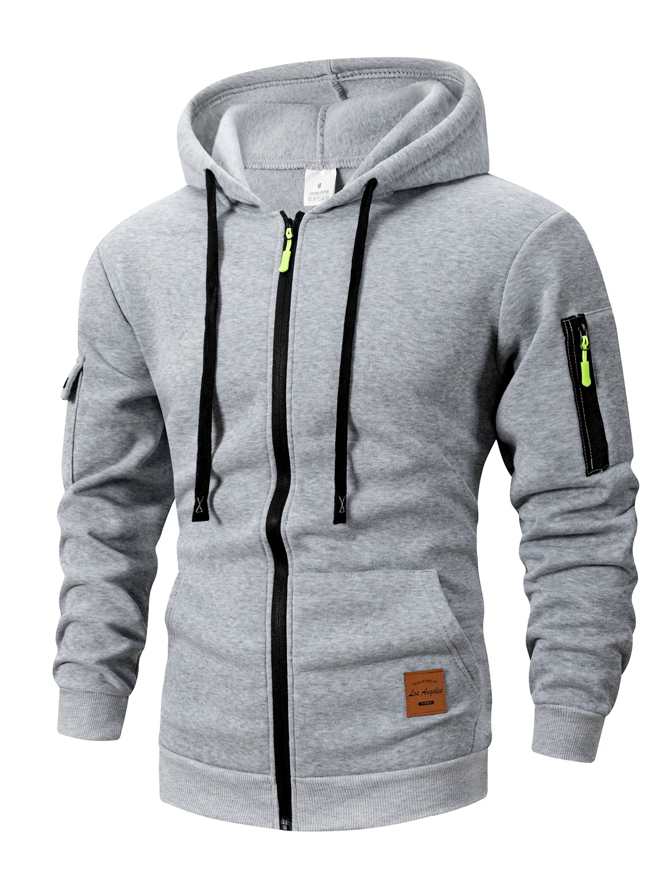 Men's Zip-Up Hoodie Sweatshirt – Slim Fit with Sleeve Pocket