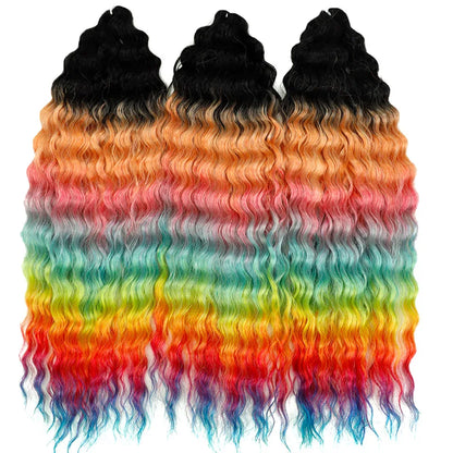 Idol 300g 22 Inch Ariel Curl Hair Water Wave Twist Crochet Synthetic Ombre Rainbow Color Braiding
