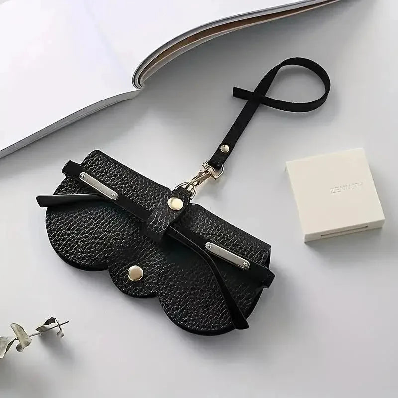 Litchi PU Leather Hanging Glasses Case – Portable Eyewear Holder
