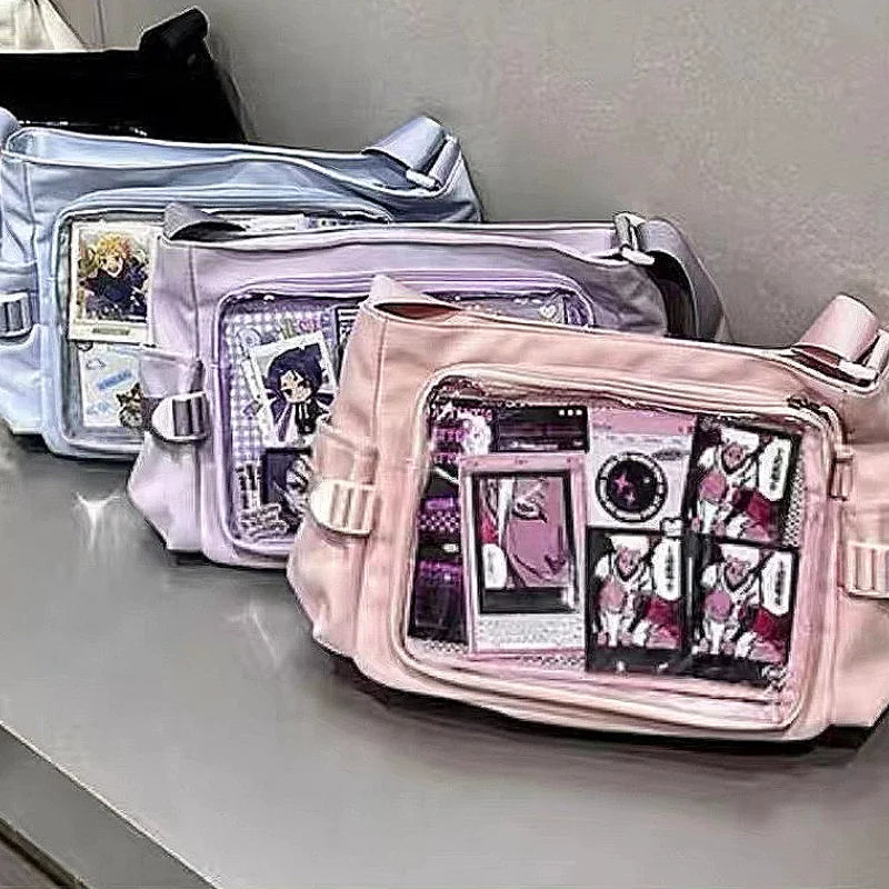 Anime Crossbody Bag with Transparent Postcard Display Window