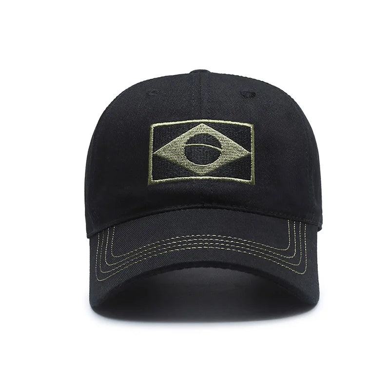 Brazil Flag Embroidered Baseball Cap – Outdoor Sports Sun Hat for Men