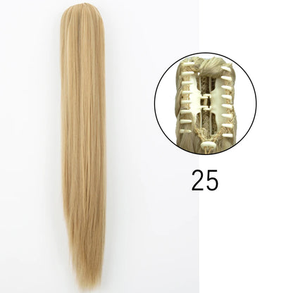 Synthetic Long Straight Claw Clip Ponytail Hair Extensions 24inch Heat Resistant Pony Tail Piece
