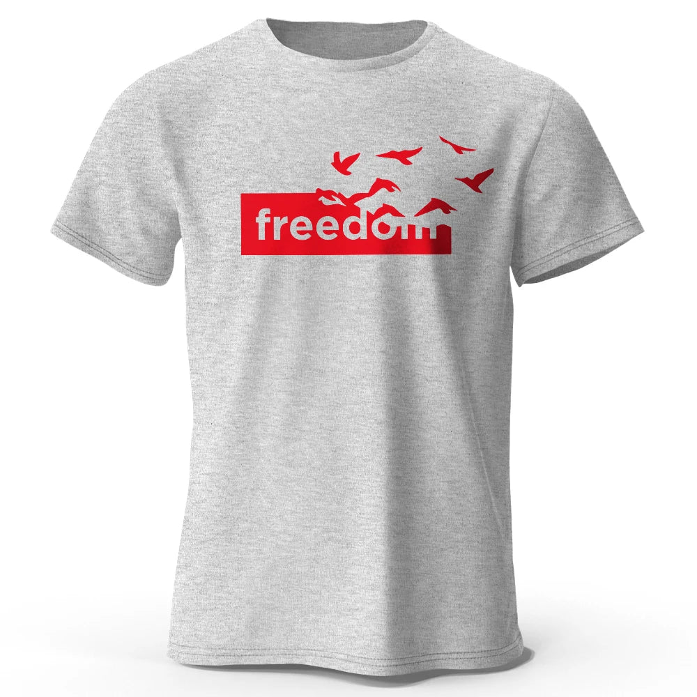 Freedom Letter Graphic T Shirt Oversized Cotton Tee
