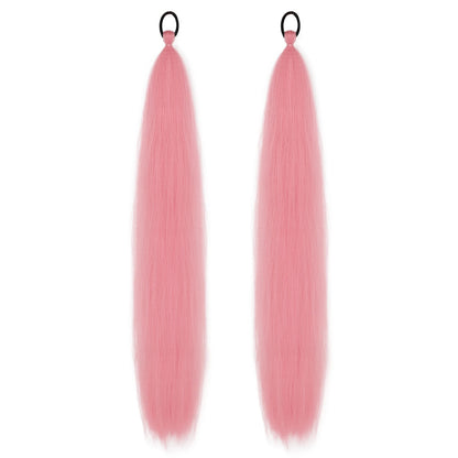 Synthetic Ponytail Extension 2-Piece Set – Long Straight with Rubber Band