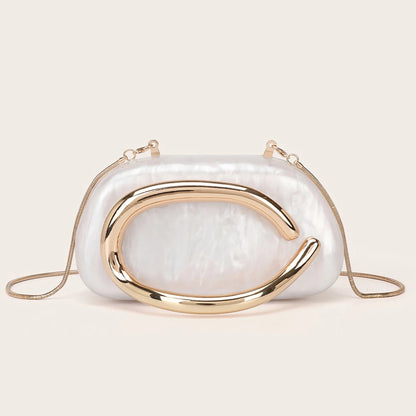 Luxury Evening Clutch Bag – Gold Metal Handle Wedding & Party Purse