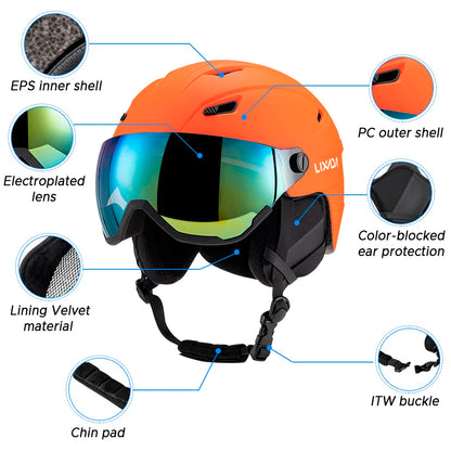 Ski Helmet with Integrated Visor Goggles – Lixada Snowboard Helmet