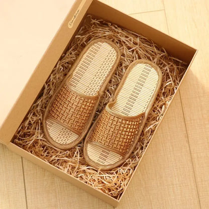 Bamboo Rattan Slippers – Breathable Anti-Slip Indoor Sandals